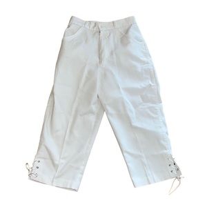 Vintage 70s SEARS Jr. Bazaar White Crop Pants~sz 5